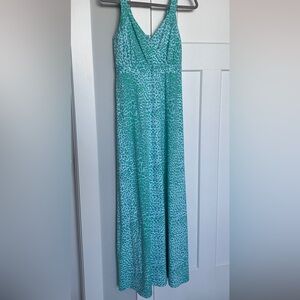 J. McLaughlin green/blue animal print maxi dress, spandex jersey fabric